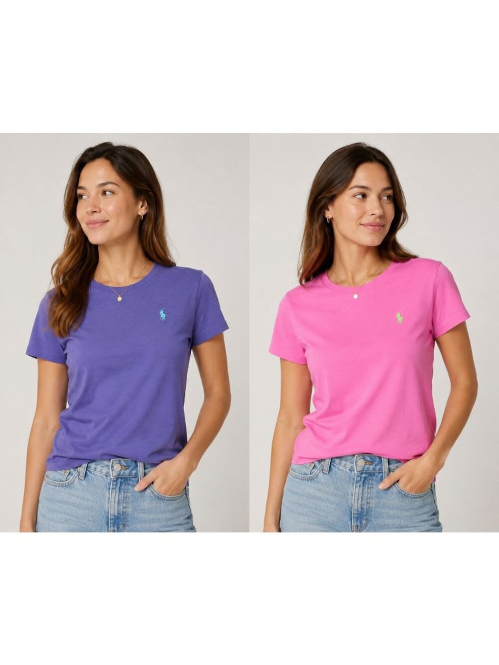 Ralph Lauren Sport Women’s Pima Cotton T-Shirts Pink Purple Medium Logo Lot of 2